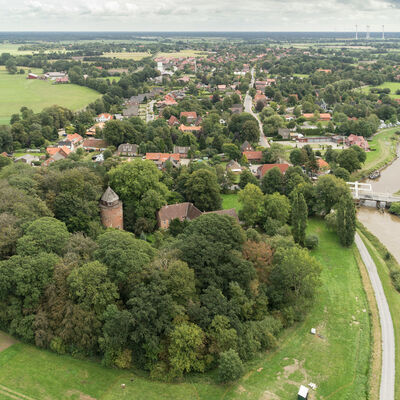 Burg Stickhausen als Luftaufnahme