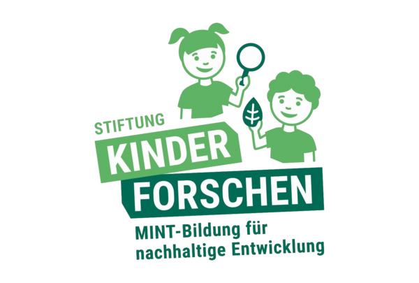 Logo der gemeinnützigen Stiftung "Haus der kleinen Forscher" mit der Aufschrift "Kleine Forscher . Naturwissenschaften und Technik für Mädchen und Jungen"