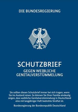 Titelblatt Schutzbrief gegen weibliche Genitalverstümmelung