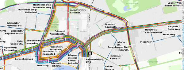 Auszug aus dem Liniennetzplan im Landkreis Leer