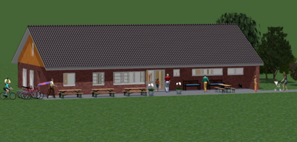 Bildliche Darstellung des zuk&uuml;nftigen Vereinsheimes und B&uuml;rgerhaus Lammertsfehn