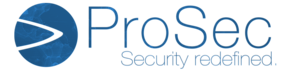 Logo ProSec (Unternehmen) blaue Schrift auf wei&szlig;em Hintergrund