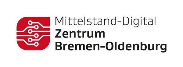 Das Logo des Mittelstand Digital Zentrums Bremen und Oldenburg 
Das Logo ist rot/wei&szlig; - die Schrift in schwarz