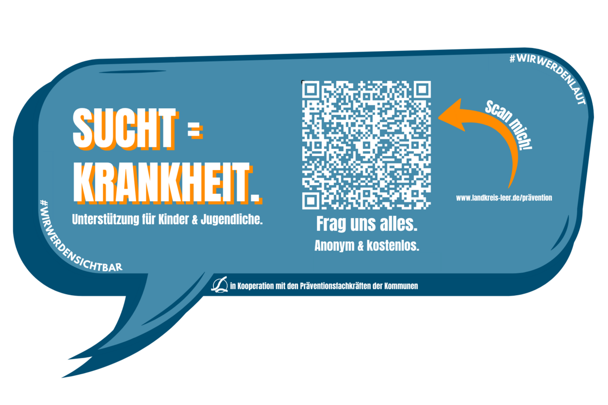 Sticker zum Thema Sucht = Krankheit. Unterst&uuml;tzung f&uuml;r Kinder und Jugendliche.