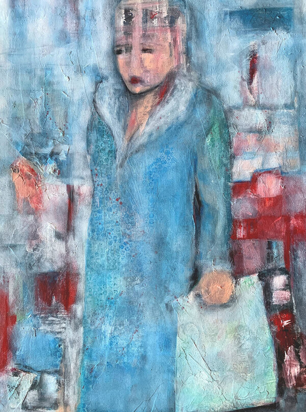 Ida Oelke, Auf der Flucht, 2022, Mischtechnik auf Leinwand, 80 x 60 cm, &copy; Ida Oelke